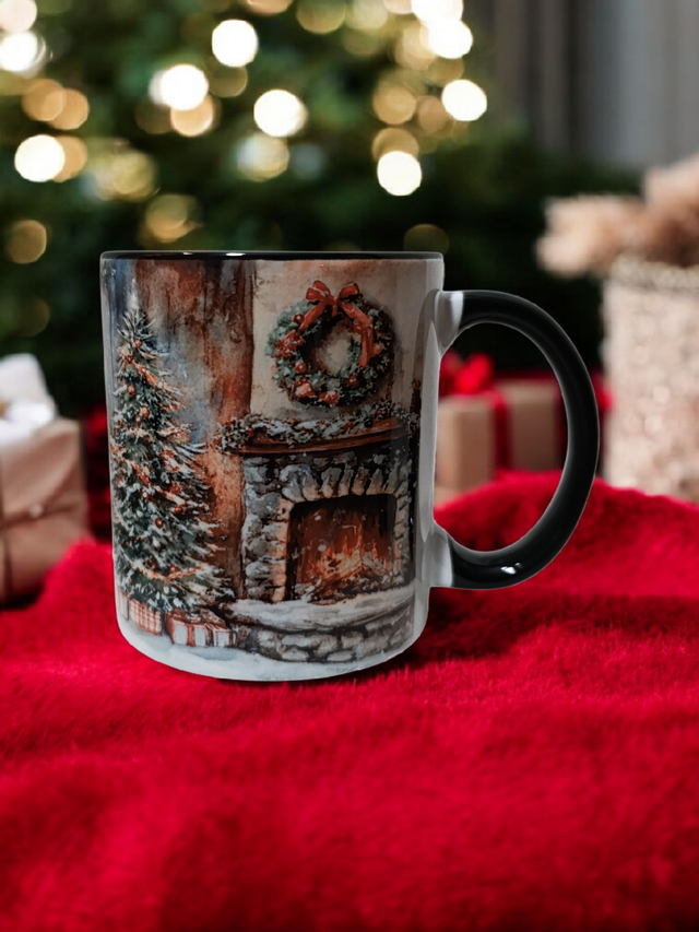 Mug de Noël – Intérieur de Noël & Cheminée Enchantée