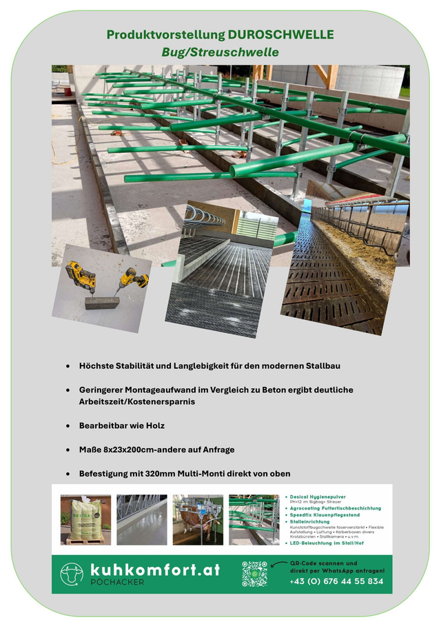 Duroschwelle Bugschwelle Kotschwelle Recyclingmaterial 200cm