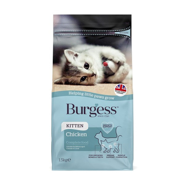 Burgess 3x1.5kg Kitten Chicken Dry Cat Food