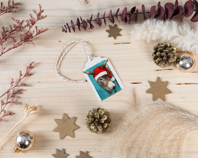 Graspapieranhänger - Weihnachtsesel