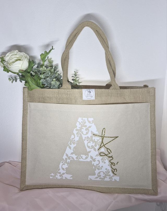 Sac cabas &quot;lettre fleurs baroque&quot;