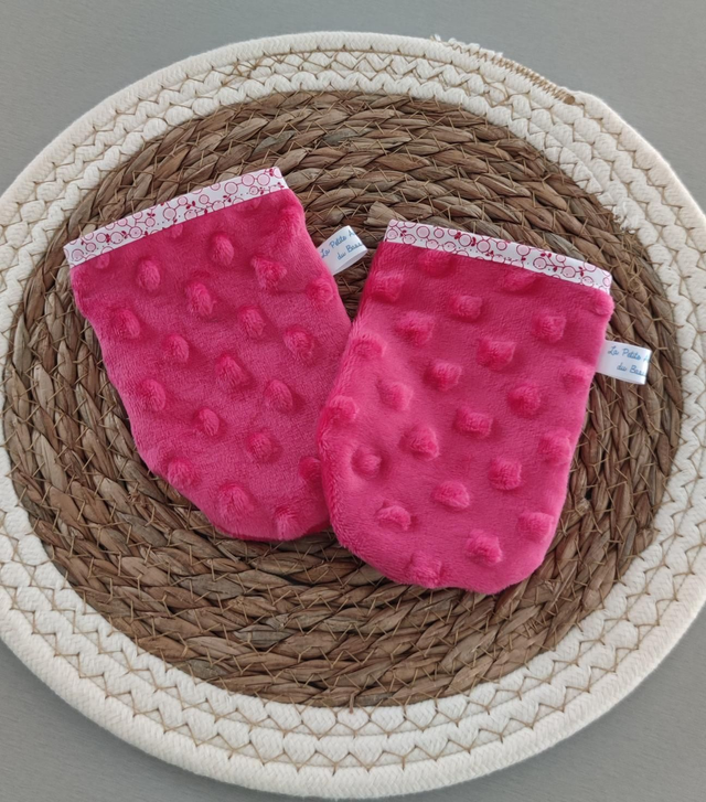 Gants petits minky X2 rose fushia cerise 