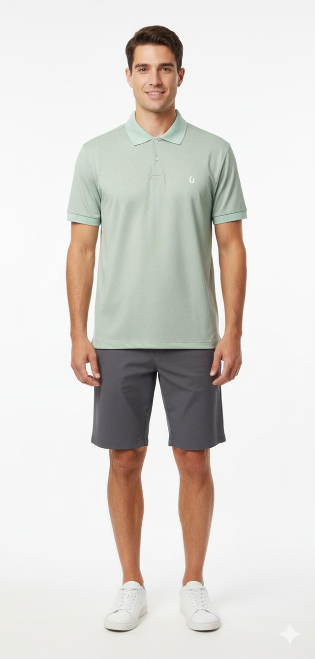 FLORAL PRINT POLO - SAGE