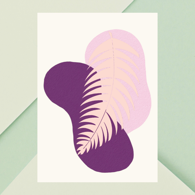 Impression Feuille Bohème Botanique Rose et Violette - Décoration Murale Bohème / Botanical Pink and Purple Boho Leaf Print - Bohemian Wall Decor