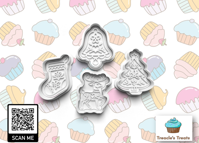 Nordic Christmas Theme Fondant/cookie stamps with cutters