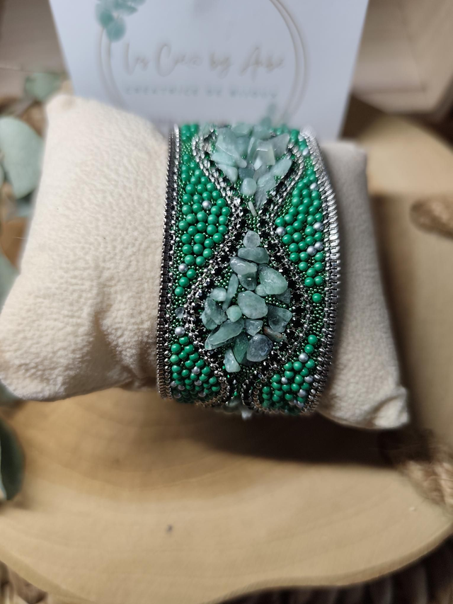 BIG BRACELET PERLES VERTES 0001324