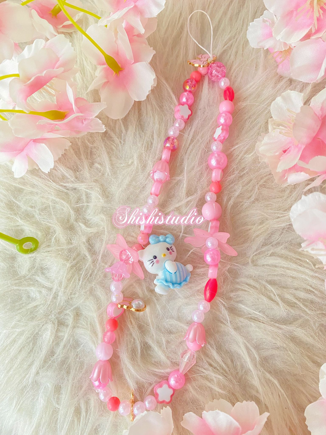 Hello Kitty blue bracelet phone strap