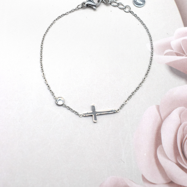 Bracelet croix 1 strass 