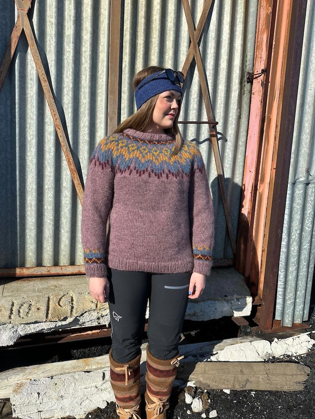 Hopi Polar Sweater Kit - Col 16 (Pink Blåne and Troll) - Wool &amp; Pattern - Linka Neumann