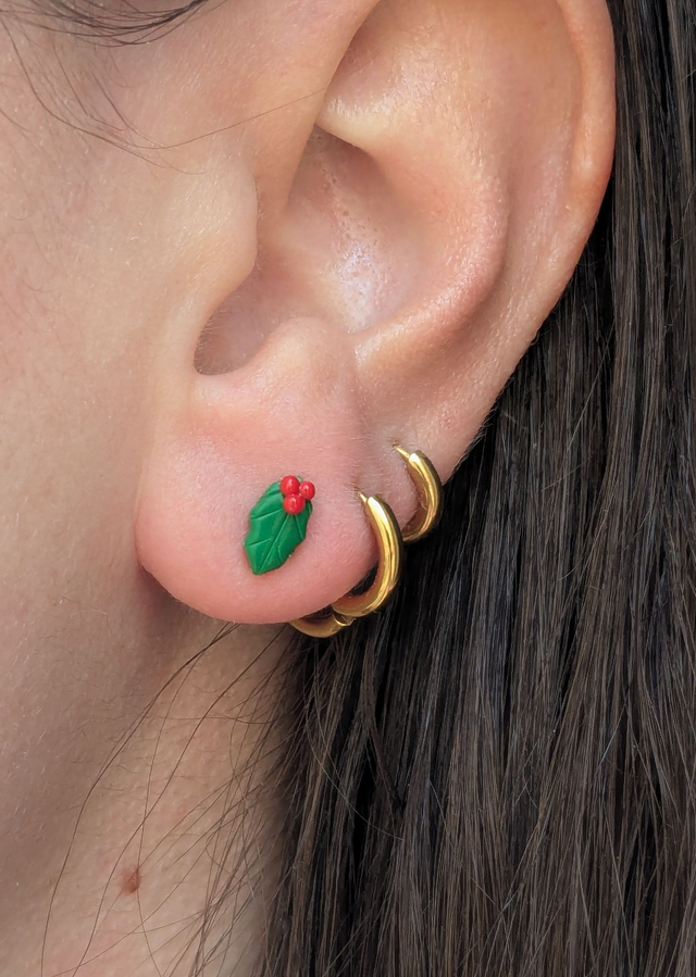 Boucles d'oreilles puces houx