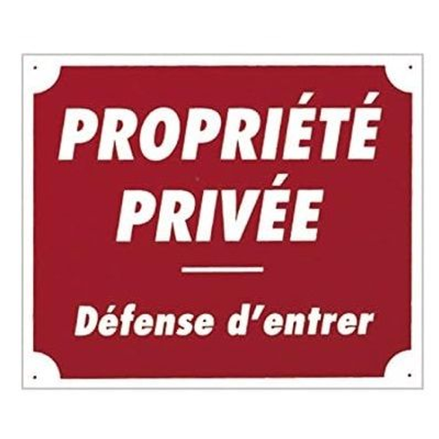 Panneau aluminium Rouge 30 x 25 cm Propriété privée