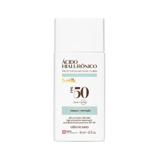 Protetor Solar Facial Fluido FPS 50 Botik Ácido Hialurónico 40ml