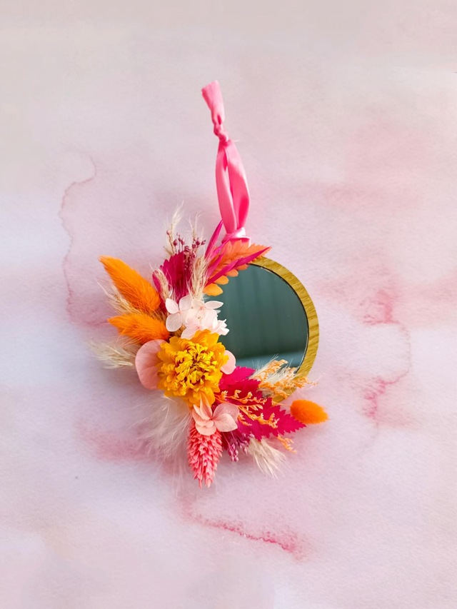 Petit Miroir Orange &amp; Fuchsia 