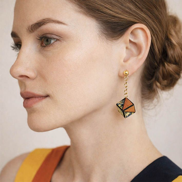 Pendenti cubici Arlecchino Oro blu e rame