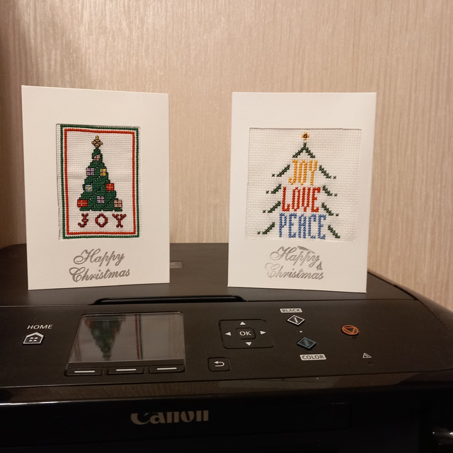 Joy, Love, Peace Tree Cross Stitch Card