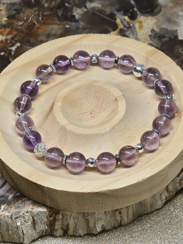 Bracelet Améthyste claire AAA 0,8 cm 