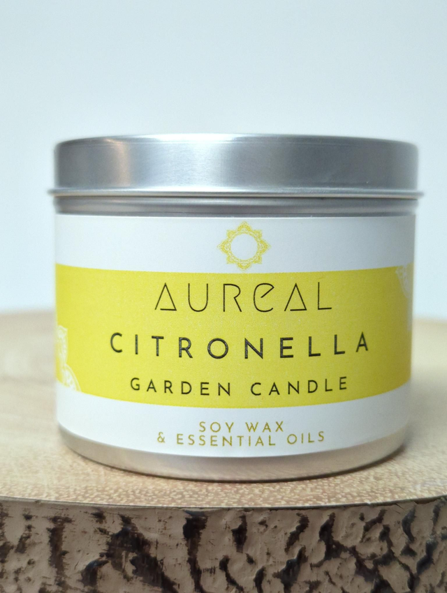 Aureal Citronella Garden Candle, soy wax &amp; essential oil candle.