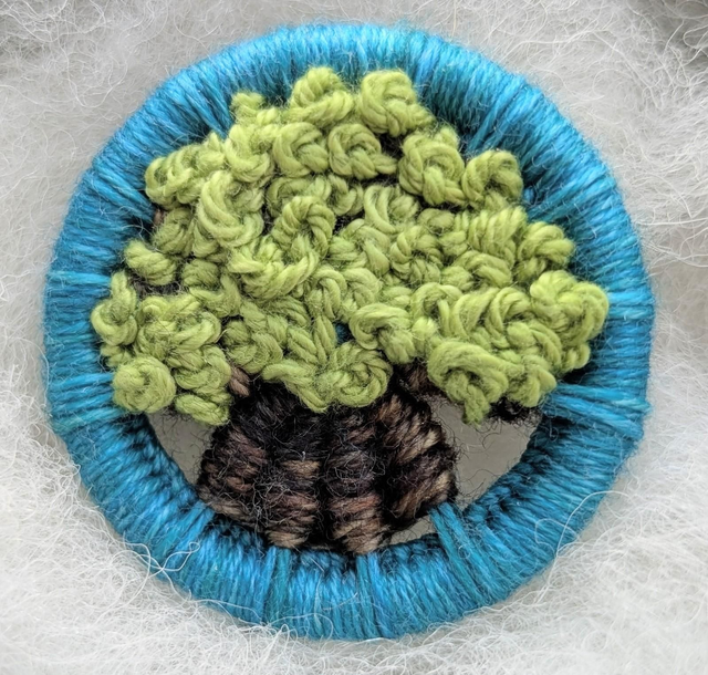 Dorset Button Brooch - lime with turquoise 