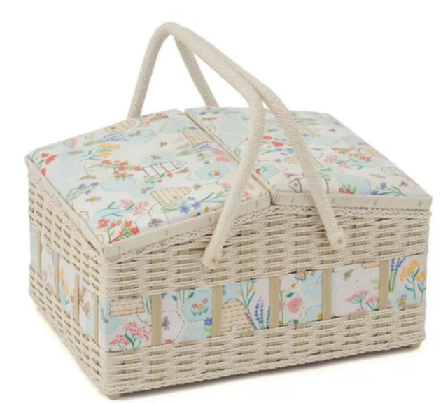 Sewing Box: Twin-Lidded Wicker Hamper: Sewing Bee