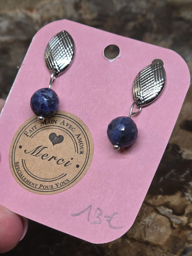 Boucles d'oreilles Sodalite à facettes 