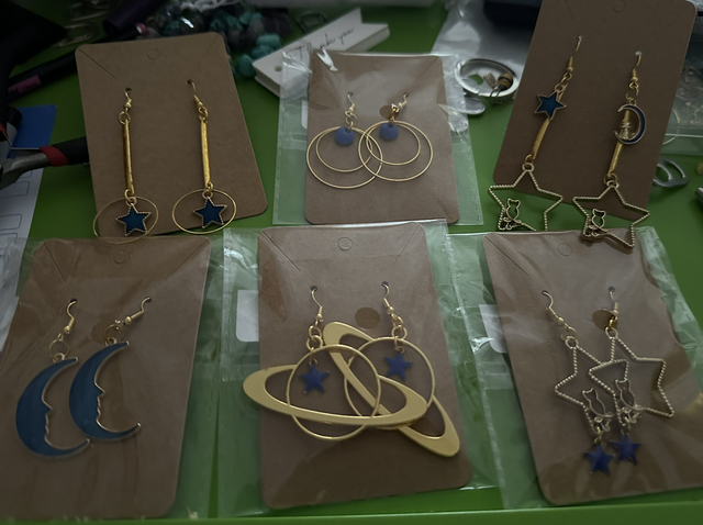 Enamel Stars and Planets Earrings 