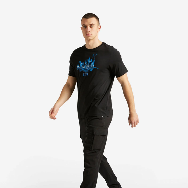 47431065 - Bear T-shirt uomo girocollo mezza manica con stampa flame sky