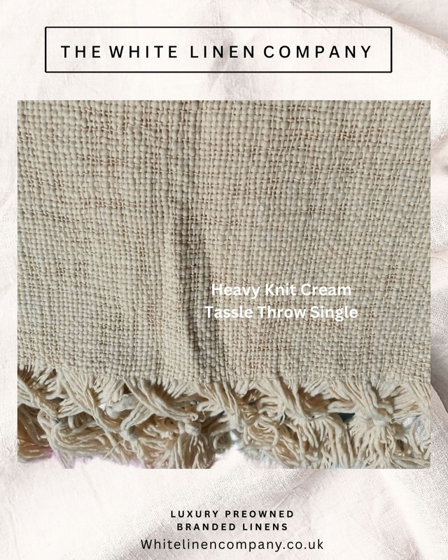 Cream Knitted Quality Bedspread Throw