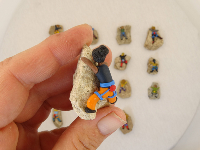 Miniature Climber Magnet on Natural Stone