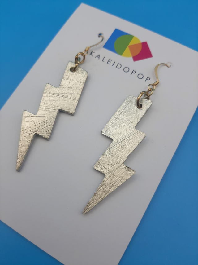 Lightning bolt earrings - champagne gold