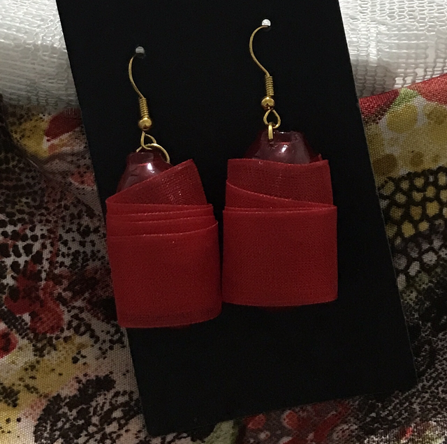 Red Plain Fabric Earrings - PFE01