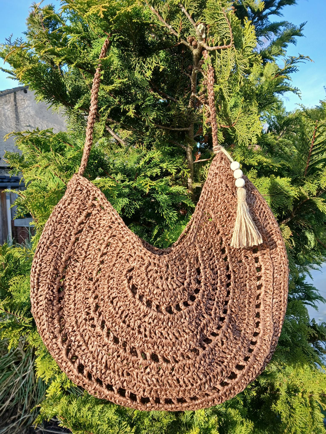 Sac à main bohème en crochet- raphia -fait main
