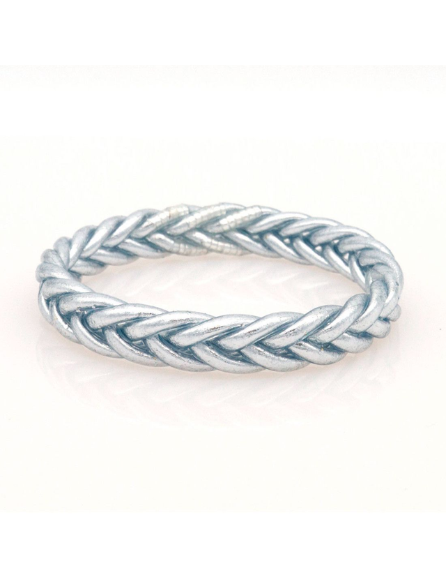 Jonc tibétain tressé couleur Argentée