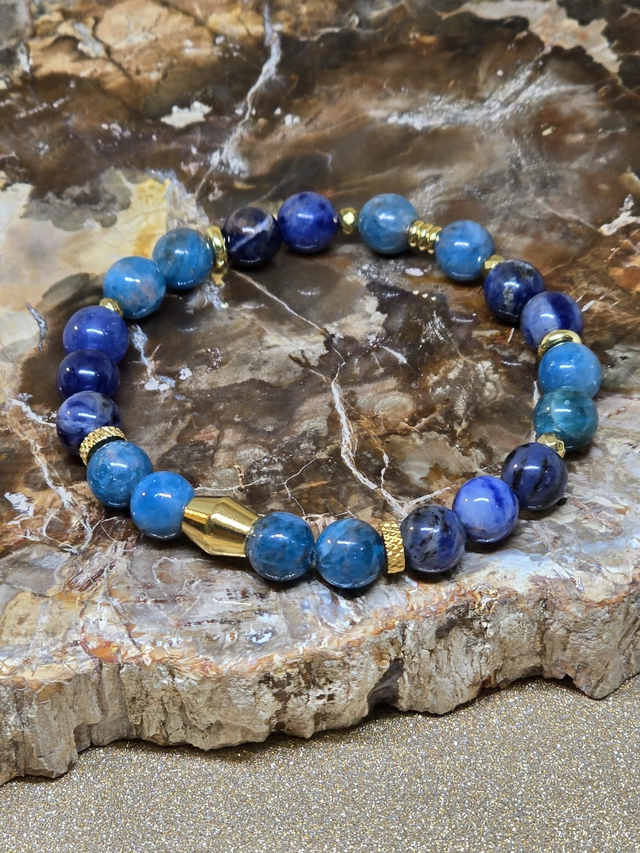 Bracelet Sodalite et Apatite en 0,8 cm 