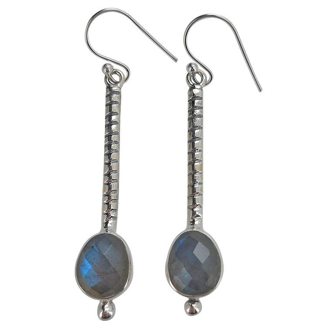 Boucles d'oreilles en Argent 925 et Labradorite Facettée