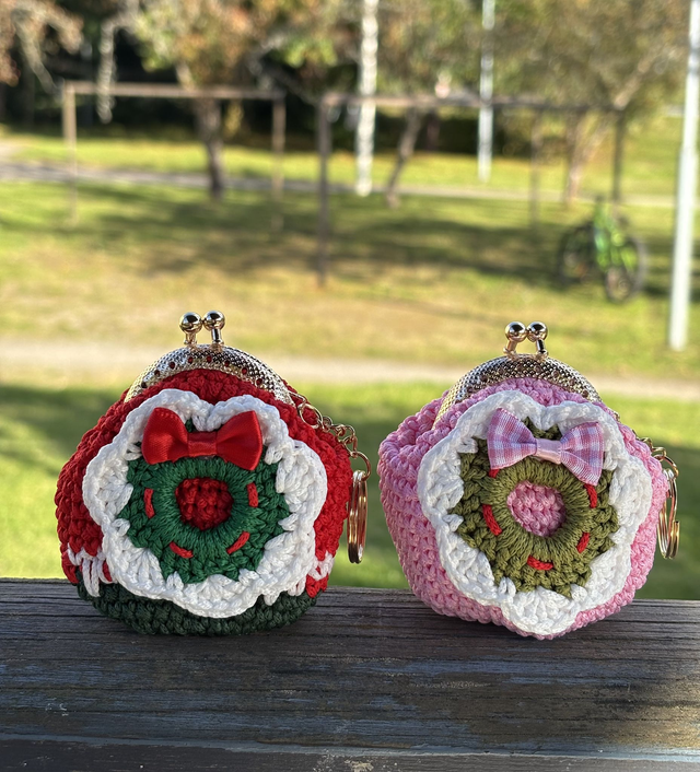 Xmas Wreath Pattern Coin Purse