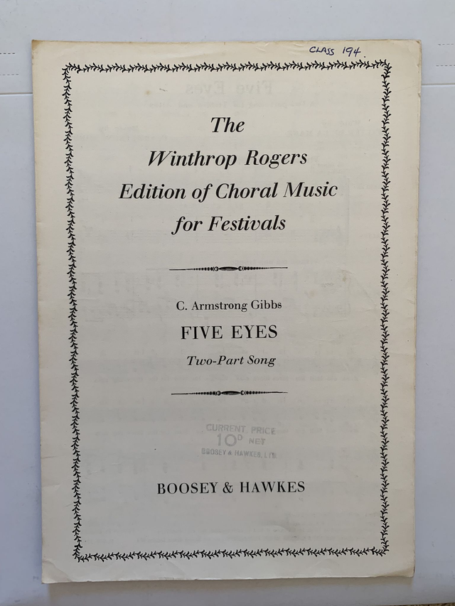 Five Eyes - A two part song for Trebles and Altos Sheet Music