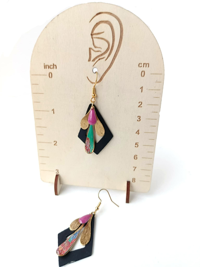 Boucles d'oreilles Upcyclées en Chambre à Air et Papier Recyclés - Bohèmes