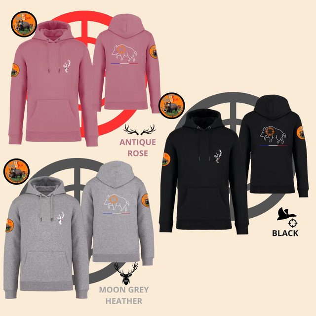 Sweet unisexe Brodé Team the Chasseur + SANGLIER