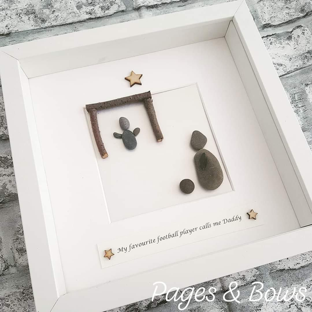 Personalised pebble football frame | Father&#039;s Day Gift | Gifts for him | Gifts for Daddy | Dad football gift 