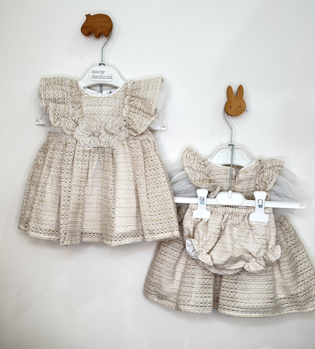 Deolinda chic - Abito elegante fiori beige