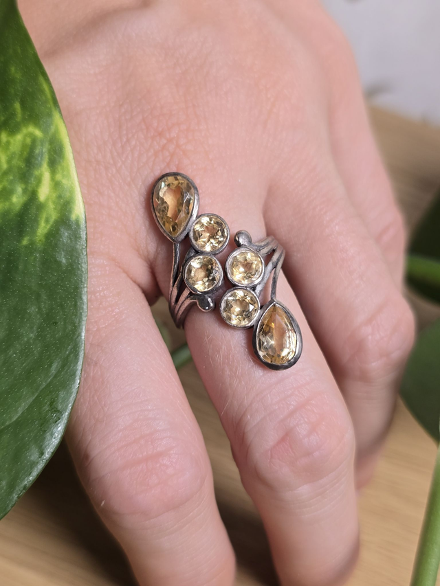 Bague &quot;Constellation&quot; en Citrine naturelle, argent 925 (Qualité AAA)