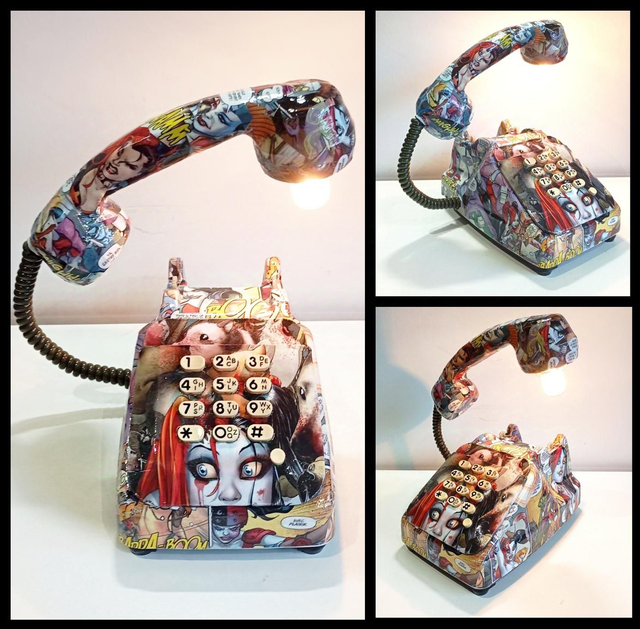 Téléphone déco BD, Lampe d'ambiance déco à poser : Albator, Rahan, Joe BarTeam, Lobo Tommy, Harley Queen etc...