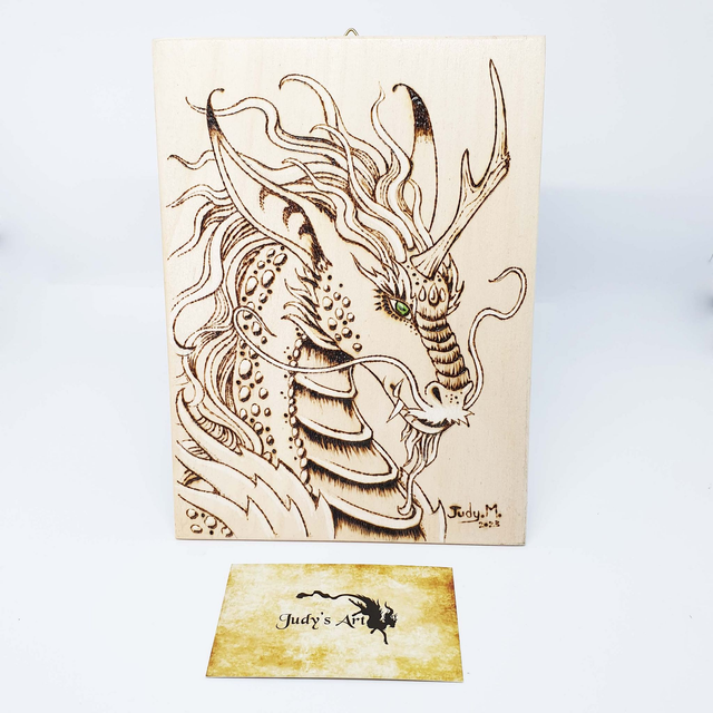 Planche A5, Pyrogravure "Le Kirin"