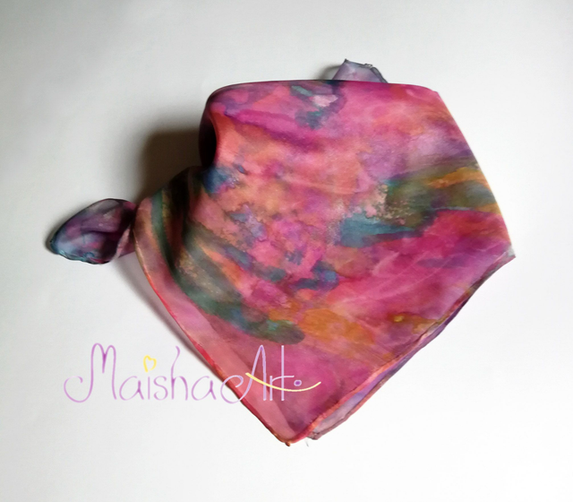 Unikatna, Ročno poslikana Svilena Ruta, Cvetlični Gozd