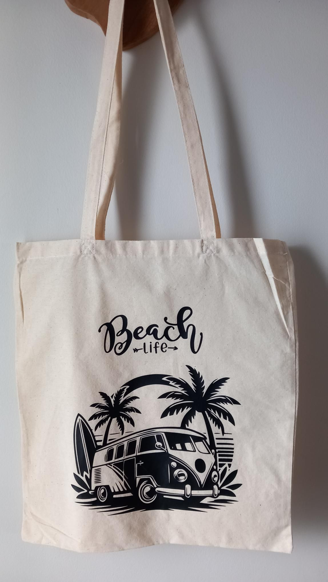 Tote bag, combi vintage surf 