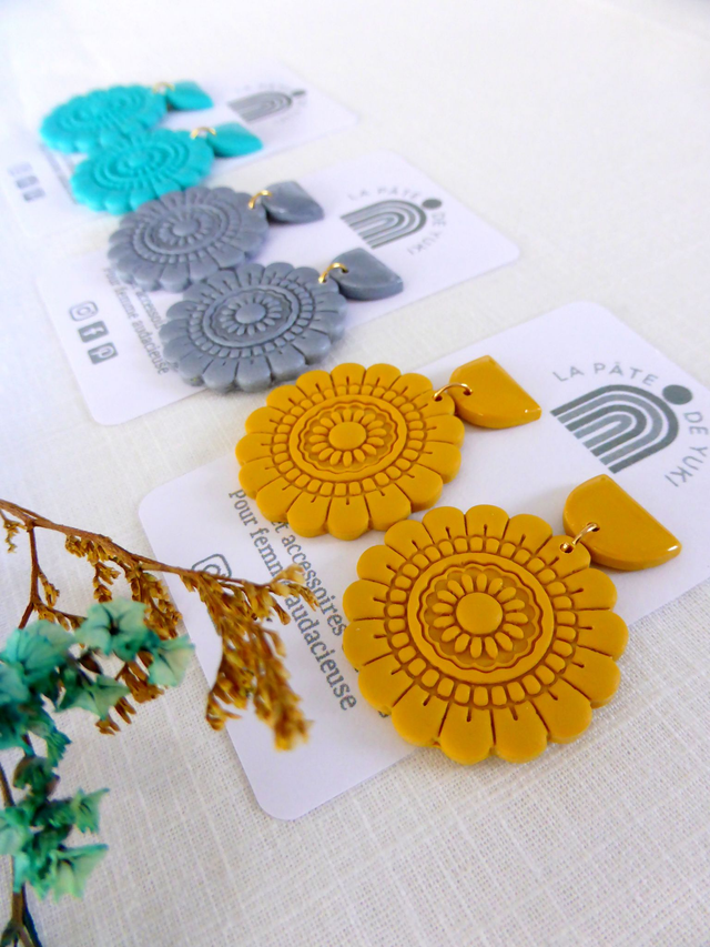 Boucles d'oreilles fleurs - Rêve de Turquoise