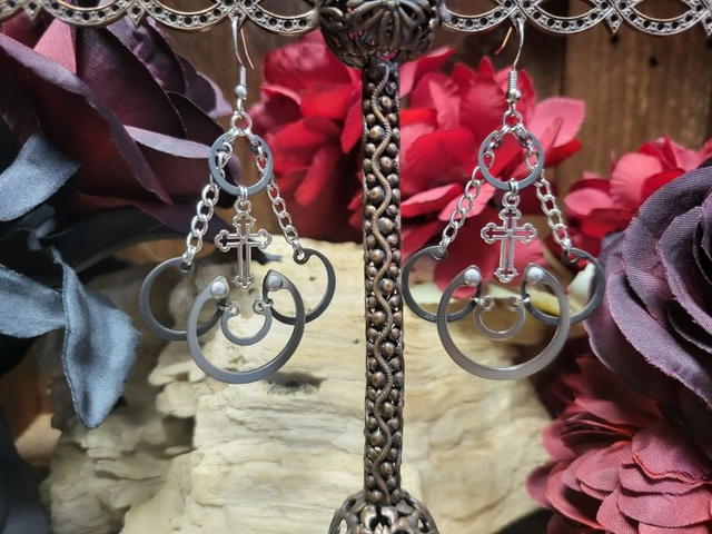 Boucles d'Oreilles Néo Circlips "Rosace d'Acier Sacré"