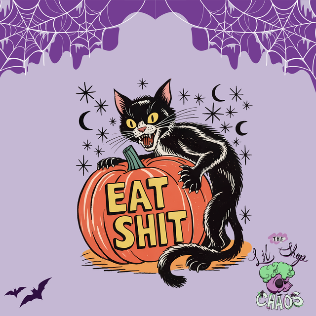 Eat Shit Halloween Cat  | Keyring, Pin or Phone Grip | 226