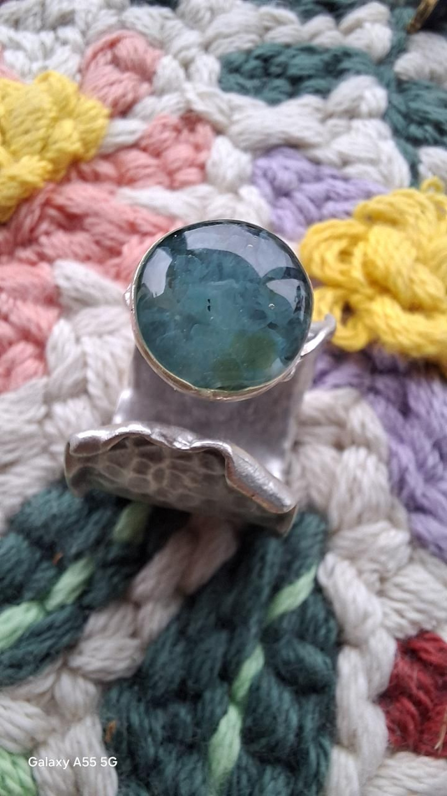 Bague support argent et verre recyclé