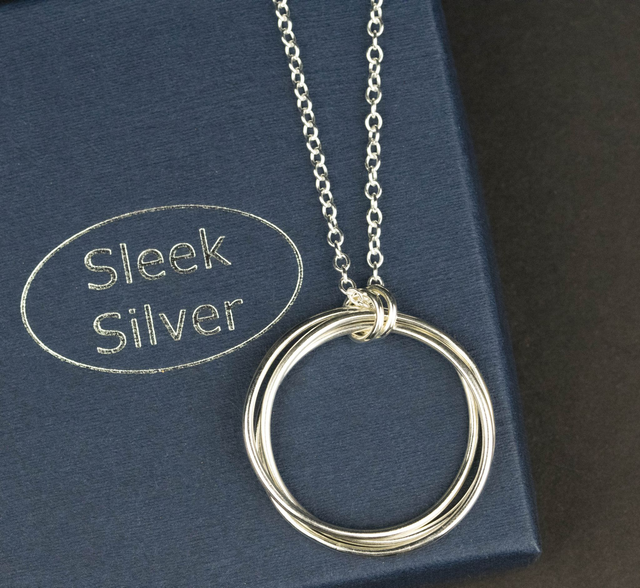 Silver Triple Rolling Ring Pendant